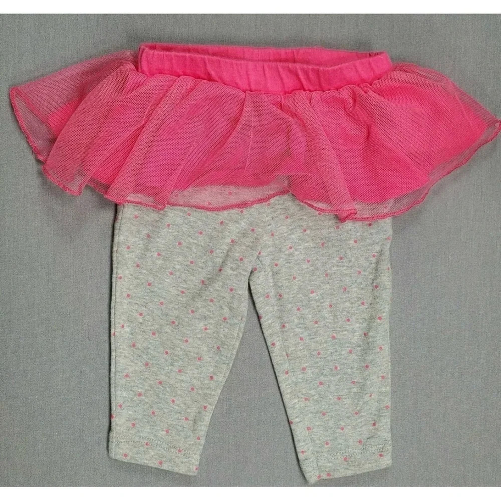 Gray and Pink Polka Dot Tutu Leggings